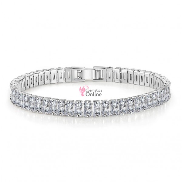 Bratara eleganta de mana BRM019AA Argintie cu cristale din zircon